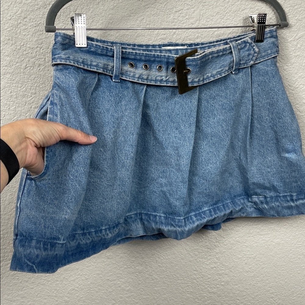 New Show Me Your Mumu Lohan Mini Skirt Skort Ozone Indigo Denim Sz L - Picture 5 of 16